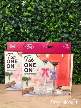 Fred TIE ONE ON Bow Drink Markers, Set of 6 Silicone Drink IDs 2 Sets #97
